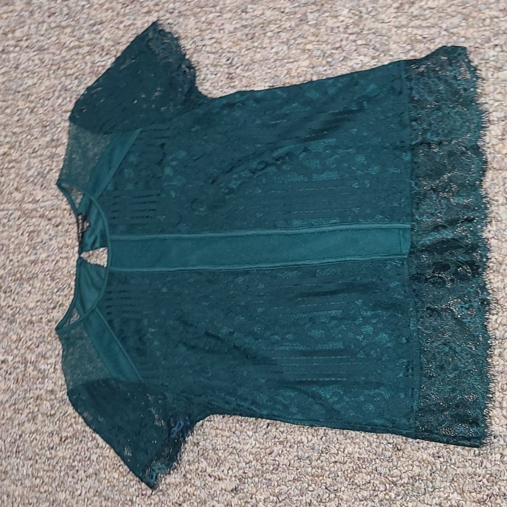 Emerald green lace blouse